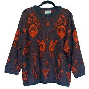 Vintage United Colors Of Benetton Made in Italy Abstract Print Sweater